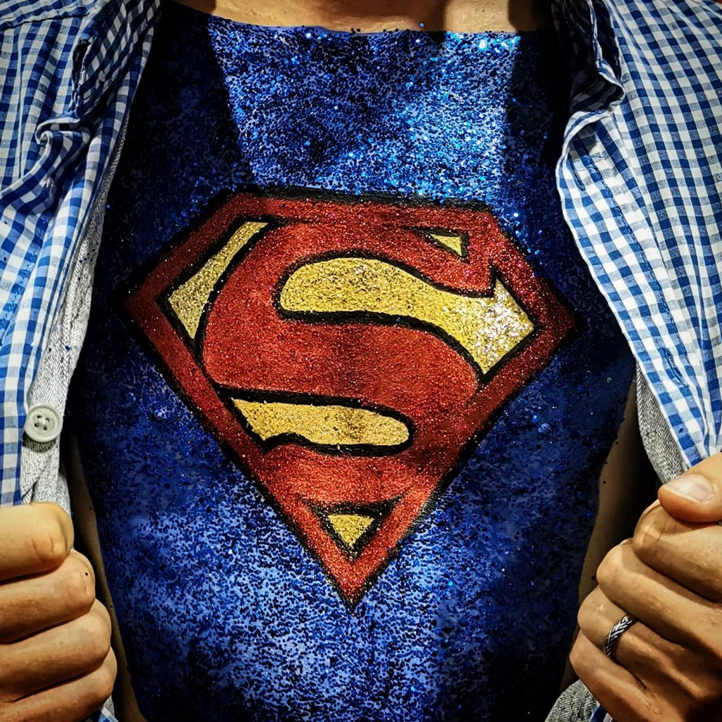 body painting superman